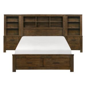 1592K-1EK*WB 5pc Set Eastern King Wall Platform Bed (EKB+2NS+2NS-P)