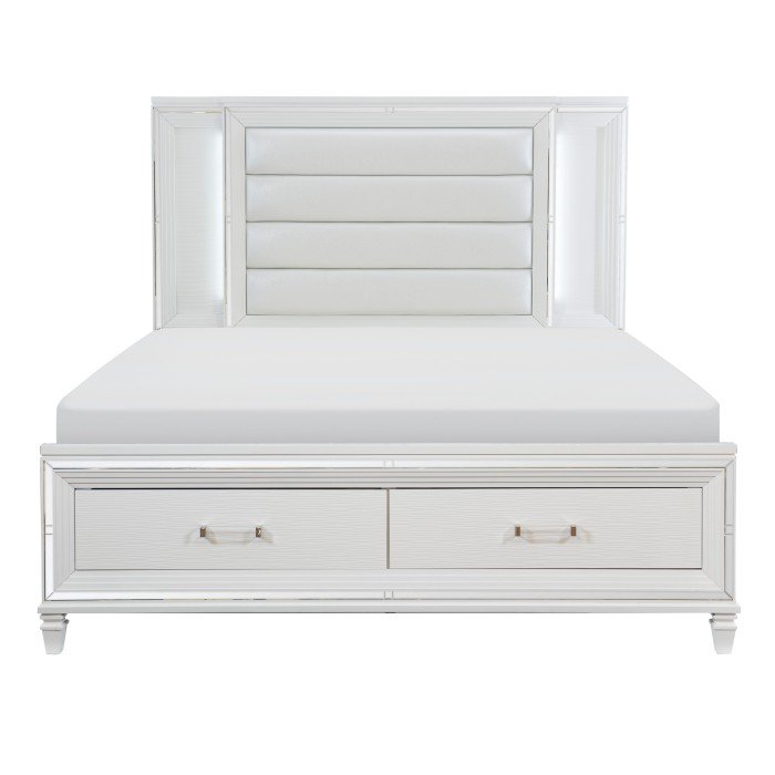 1616W-1* Queen Platform Bed with LED Lighting and Footboard Storage