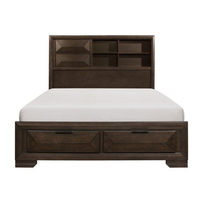 1753-1* Queen Platform Bed with Footboard Storage