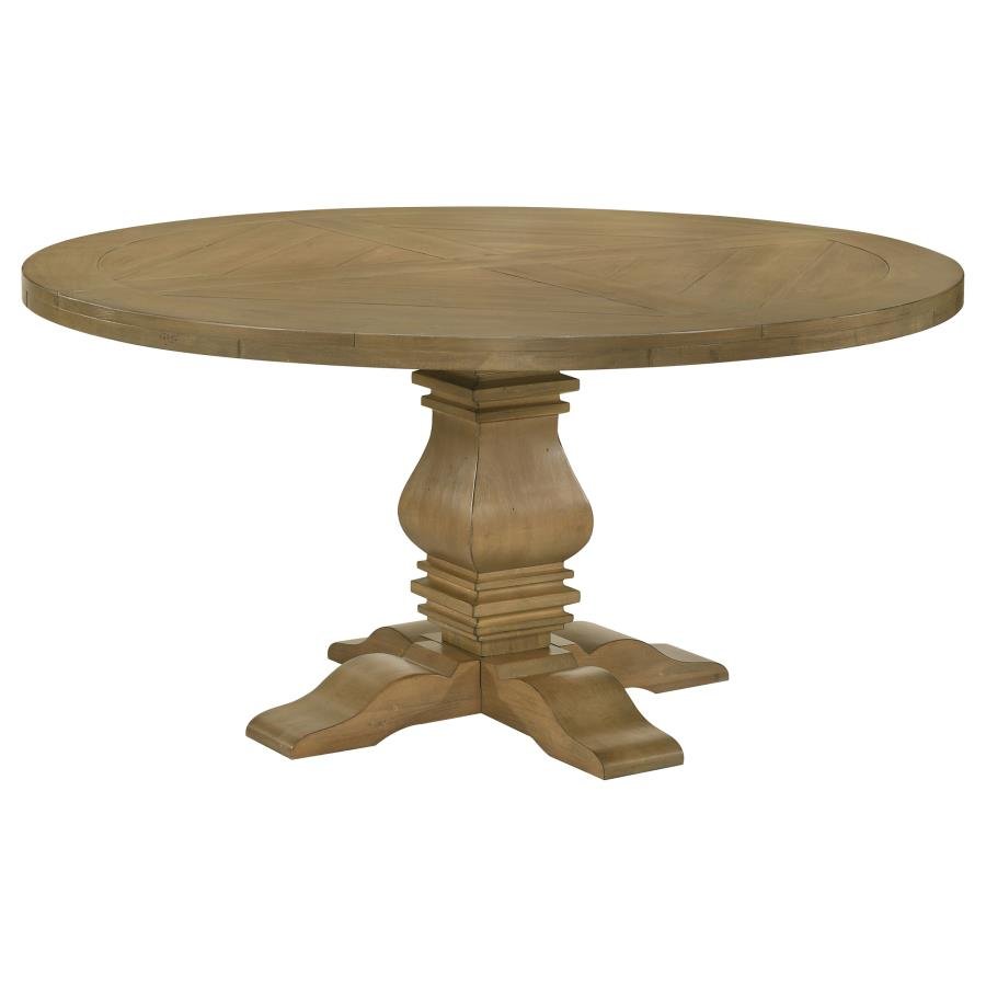 FLORENCE ROUND 60-INCH WOOD DINING TABLE RUSTIC HONEY