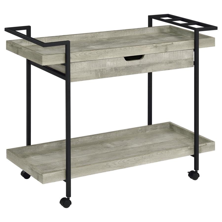 VENTURA 1-DRAWER ENGINEERED WOOD BAR CART GREY DRIFTWOOD