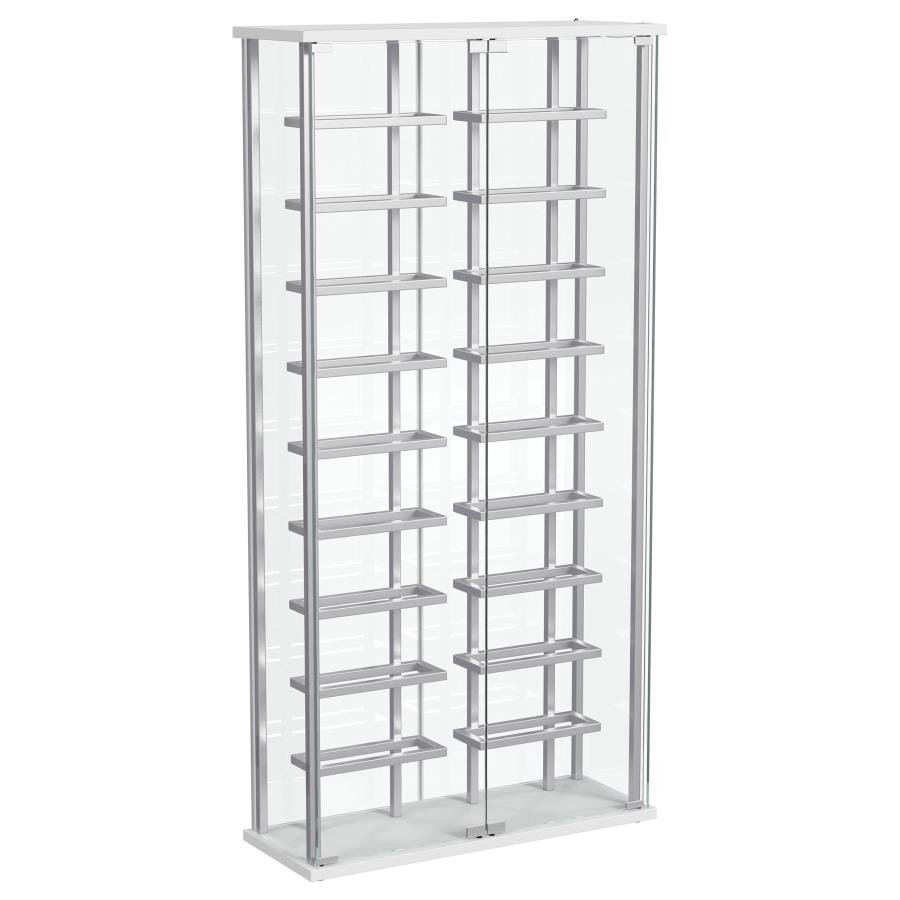 MONTARA TEMPERED GLASS WINE STORAGE LED CURIO CABINET CHROME