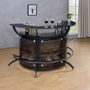 DALLAS 3-PIECE CURVED FREESTANDING HOME BAR CABINET BLACK