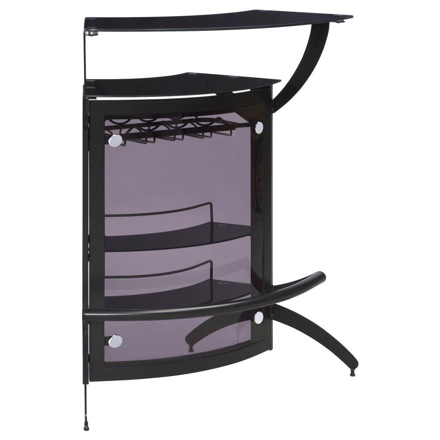 DALLAS 2-SHELF CURVED FREESTANDING HOME BAR CABINET BLACK