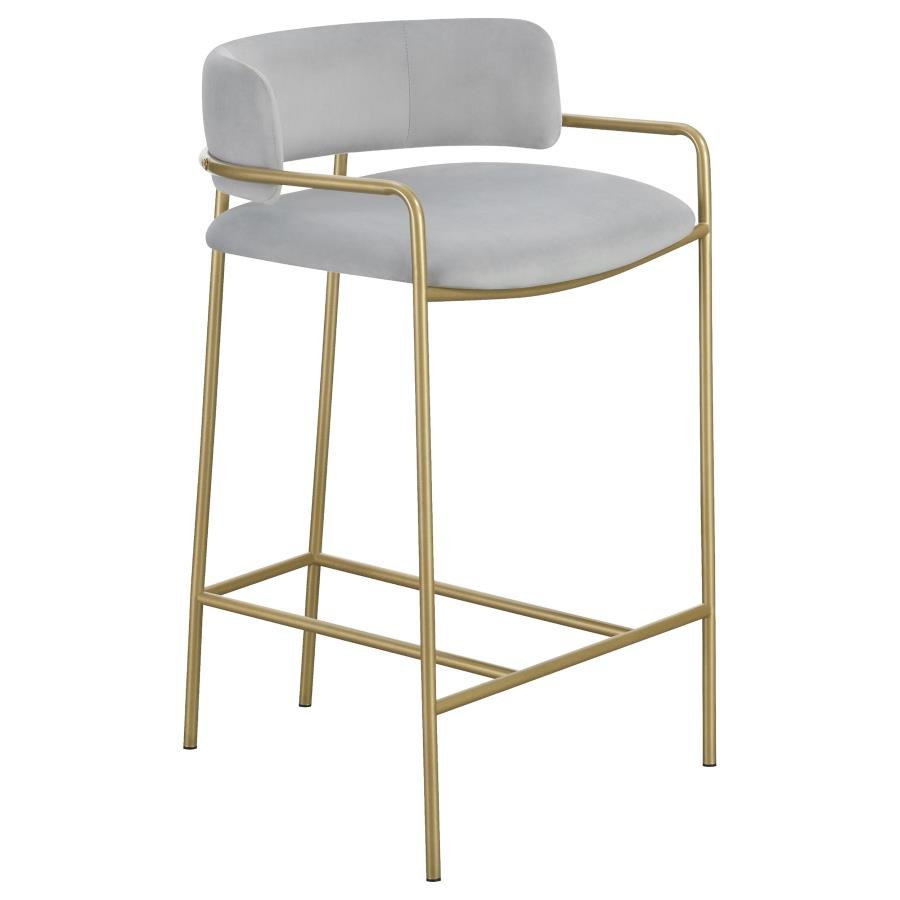 COMSTOCK UPHOLSTERED LOW BACK STOOL GREY AND GOLD