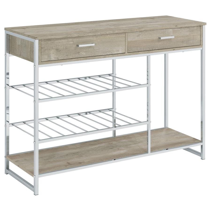 MELROSE 2-DRAWER HOME BAR STORAGE WITH WINE RACK GREY