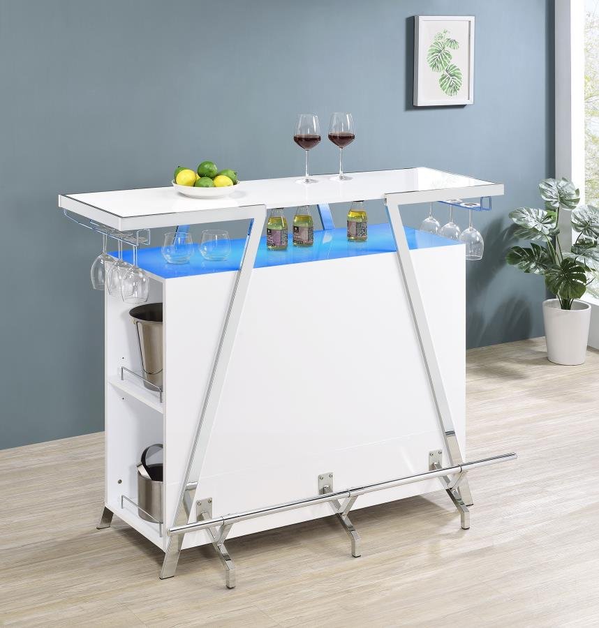 ARACELI FREESTANDING LED HOME BAR CABINET WHITE HIGH GLOSS - Image 5