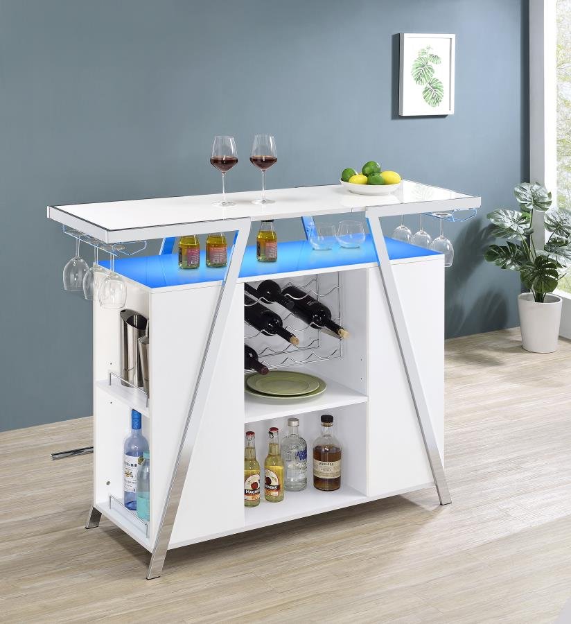 ARACELI FREESTANDING LED HOME BAR CABINET WHITE HIGH GLOSS - Image 6
