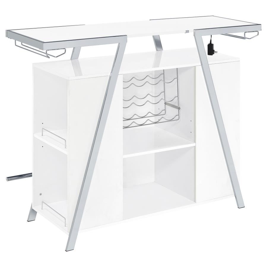 ARACELI FREESTANDING LED HOME BAR CABINET WHITE HIGH GLOSS - Image 10