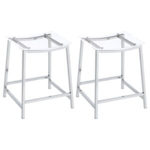 JOVANI ACRYLIC BACKLESS COUNTER STOOL CHROME (SET OF 2)