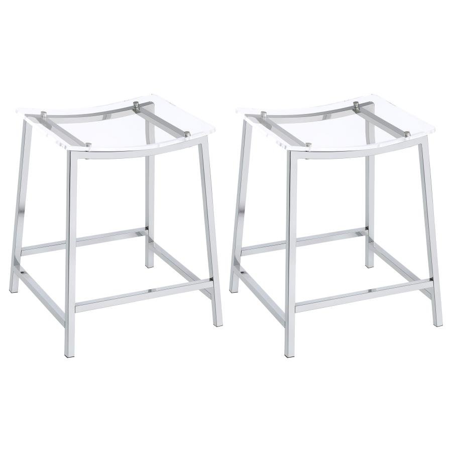 JOVANI ACRYLIC BACKLESS COUNTER STOOL CHROME (SET OF 2)