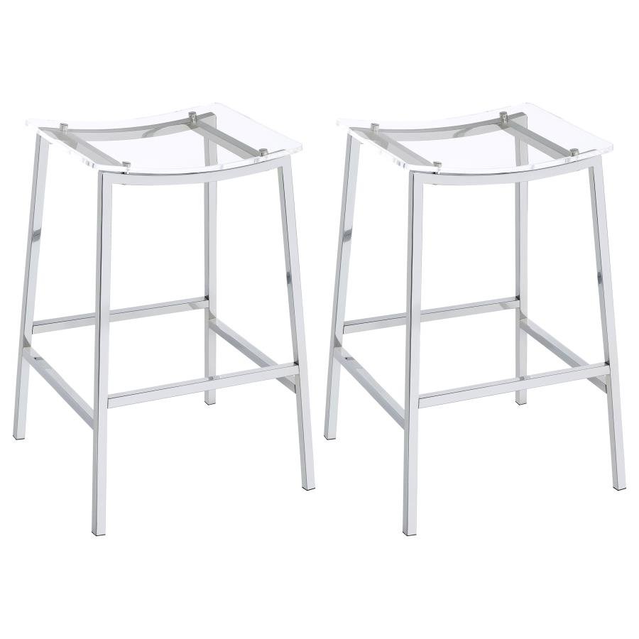 JOVANI ACRYLIC BACKLESS BAR STOOL CHROME (SET OF 2)