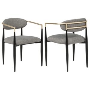 ALEXIS FABRIC UPHOLSTERED DINING ARM CHAIR GREY (SET OF 2)