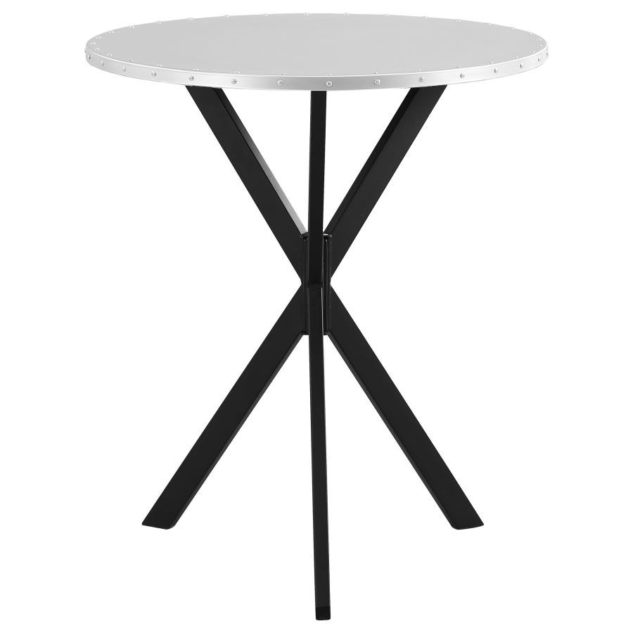 KENZO ROUND 32-INCH GALVANIZED STEEL BISTRO BAR TABLE SILVER