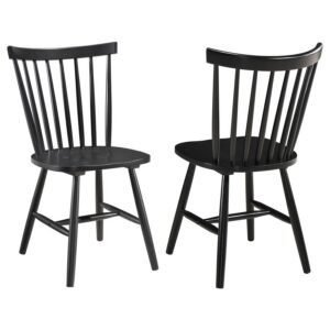 HOLLYOAK WINDSOR WOOD DINING SIDE CHAIR BLACK (SET OF 2)