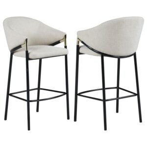 CHADWICK FABRIC UPHOLSTERED BAR CHAIR BEIGE (SET OF 2)