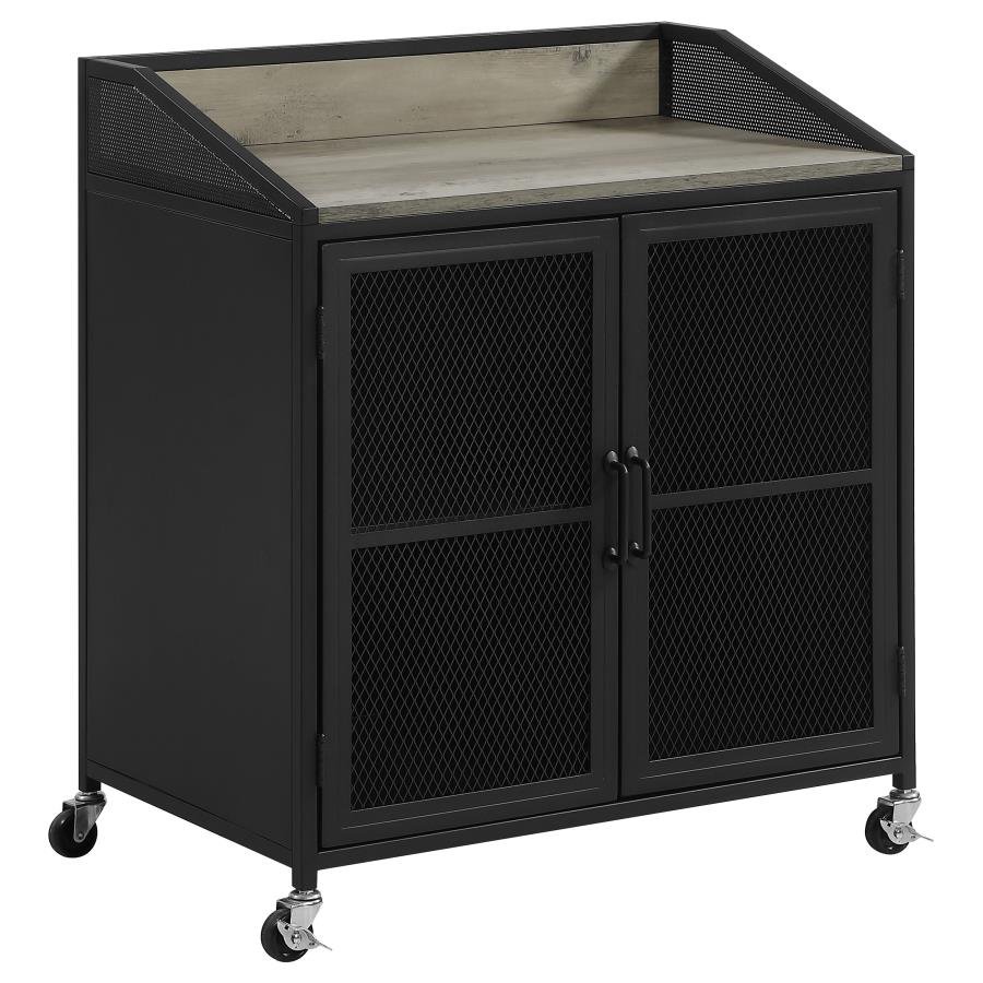 ARLETTE 2-DOOR MOBILE HOME BAR WINE CABINET SANDY BLACK