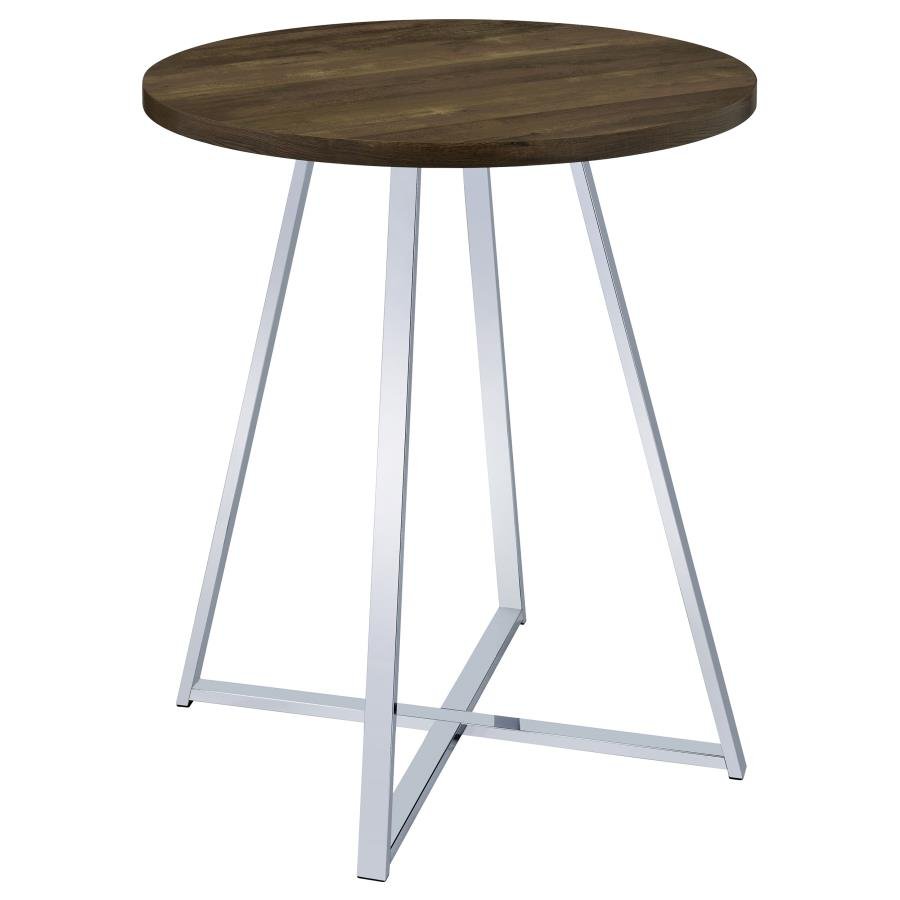 BURKHART ROUND 35-INCH PUB HEIGHT BISTRO BAR TABLE BROWN OAK