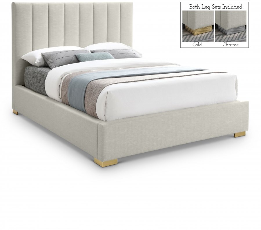 Pierce Linen Textured Fabric Upholstered Bed