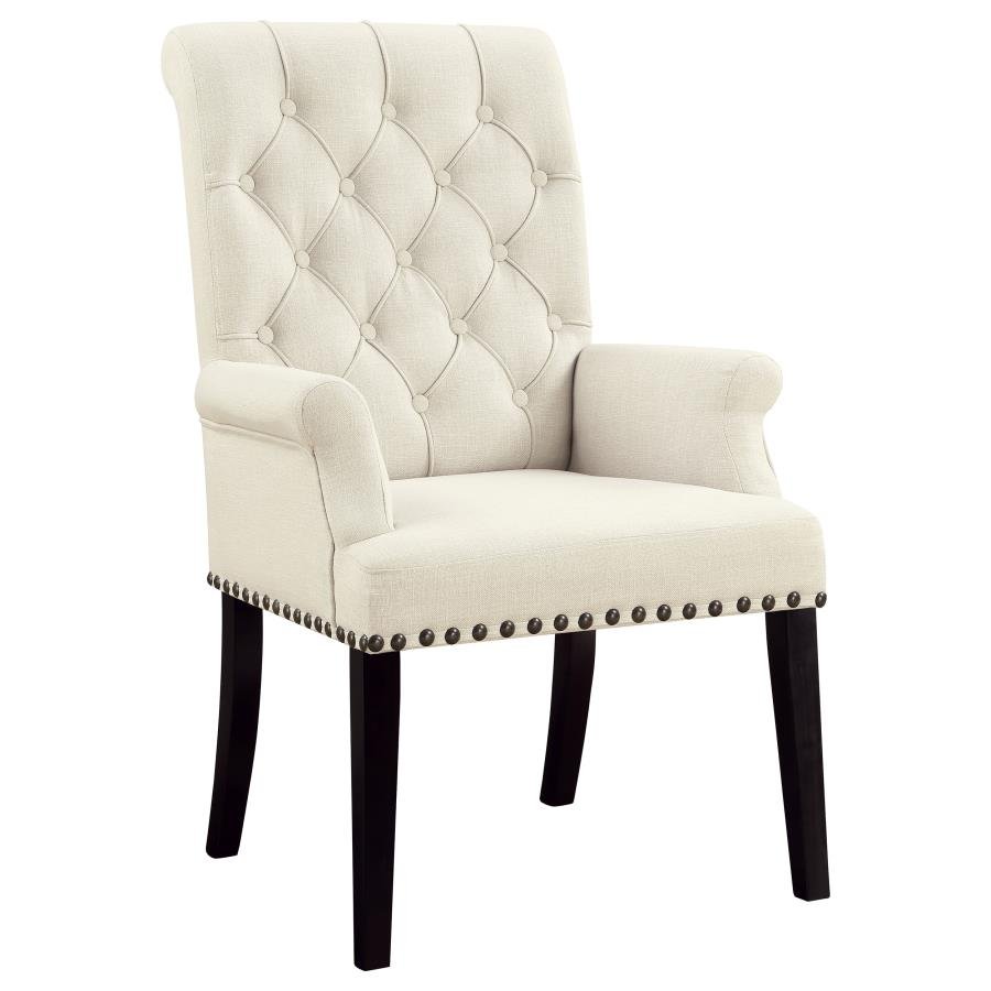 ALANA FABRIC UPHOLSTERED DINING ARM CHAIR BEIGE