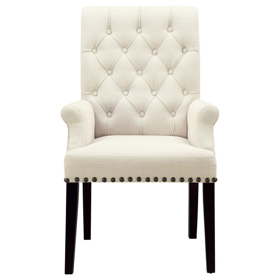 ALANA FABRIC UPHOLSTERED DINING ARM CHAIR BEIGE - Image 3