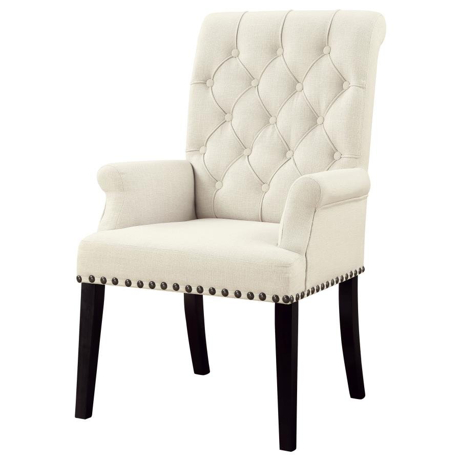 ALANA FABRIC UPHOLSTERED DINING ARM CHAIR BEIGE - Image 4