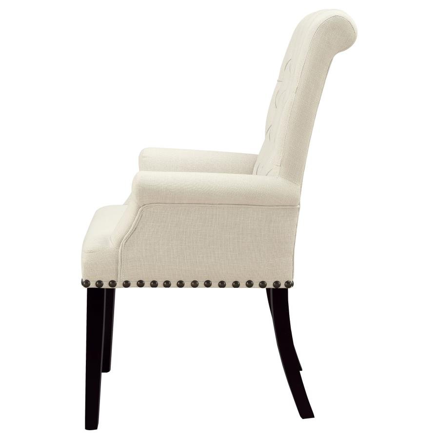 ALANA FABRIC UPHOLSTERED DINING ARM CHAIR BEIGE - Image 5