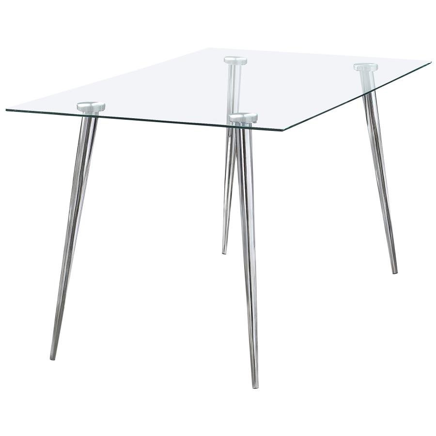 GILMAN RECTANGULAR 64-INCH GLASS TOP DINING TABLE CHROME