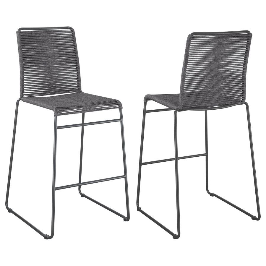 JEROME WOVEN ROPE METAL BAR CHAIR CHARCOAL (SET OF 2)