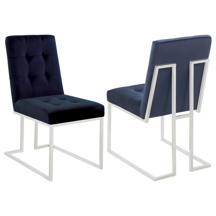 CISCO VELVET UPHOLSTERED DINING SIDE CHAIR CHROME (SET OF 2)