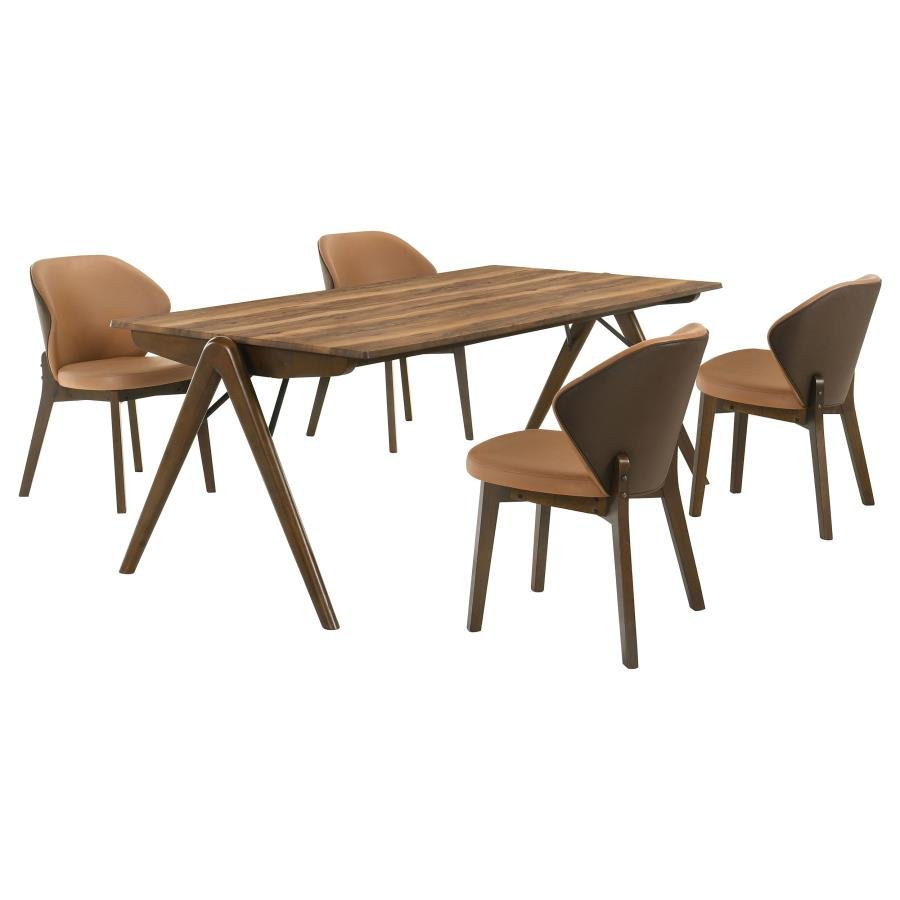 RANDOLPH 5-PIECE RECTANGULAR DINING TABLE SHEESHAM AND BROWN - Image 2