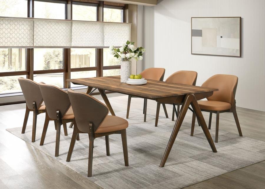 RANDOLPH 7-PIECE RECTANGULAR DINING TABLE SHEESHAM AND BROWN