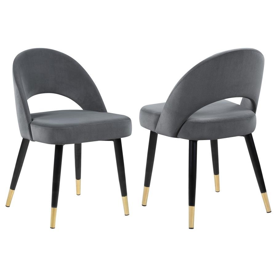 LINDSEY UPHOLSTERED DINING SIDE CHAIR GREY (SET OF 2)