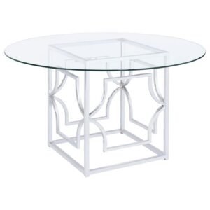 STARLIGHT ROUND 54-INCH GLASS TOP METAL DINING TABLE CHROME
