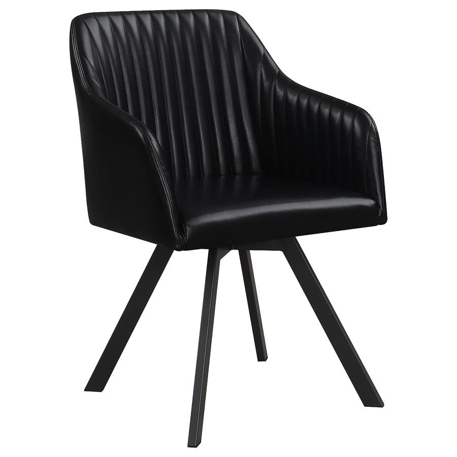 ARIKA LEATHERETTE UPHOLSTERED SWIVEL DINING ARM CHAIR BLACK