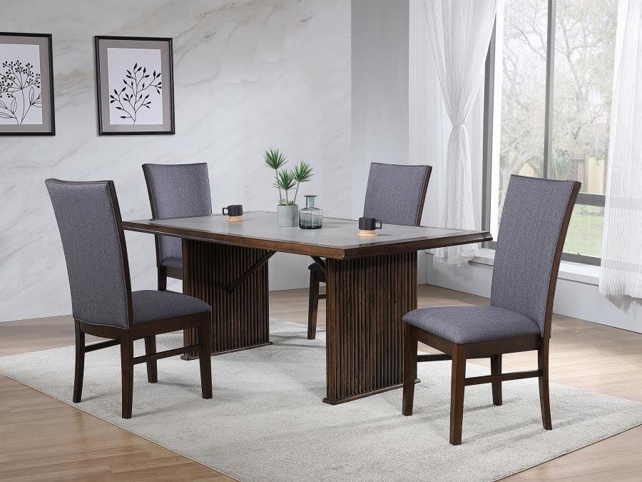 SHERWOOD 5-PIECE RECTANGULAR DINING TABLE SET BROWN