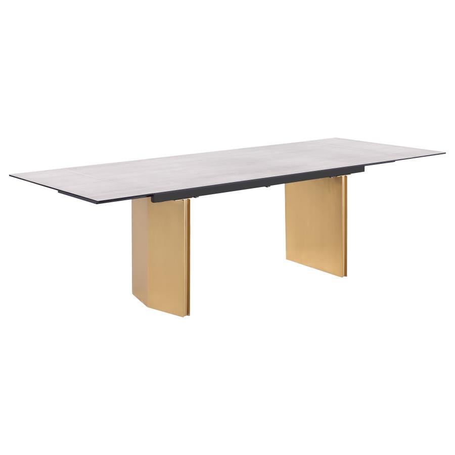 VESA 97-INCH GLASS TOP EXTENSION DINING TABLE BEIGE
