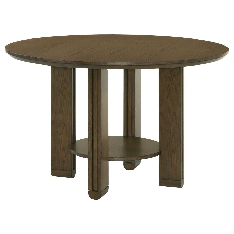OTTOWA 47-INCH ROUND WOOD DINING TABLE WITH SHELF BROWN