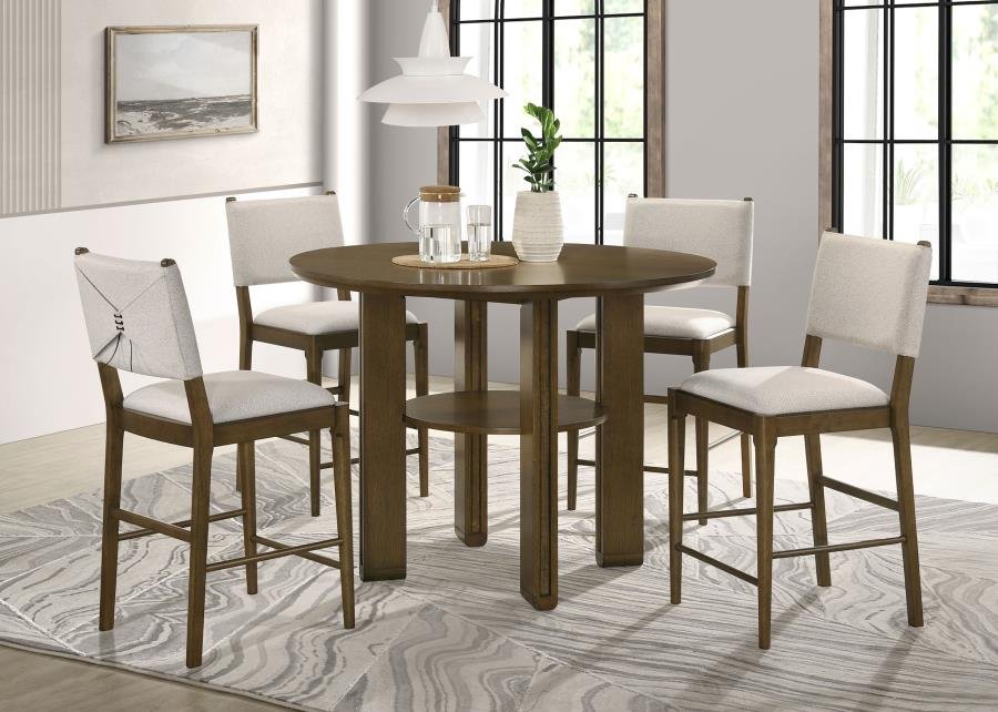OTTOWA 5-PIECE ROUND COUNTER HEIGHT DINING ROOM SET BROWN
