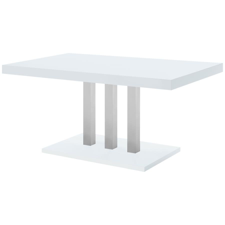 BROOKLYN RECTANGULAR 63-INCH DINING TABLE WHITE HIGH GLOSS - Image 4