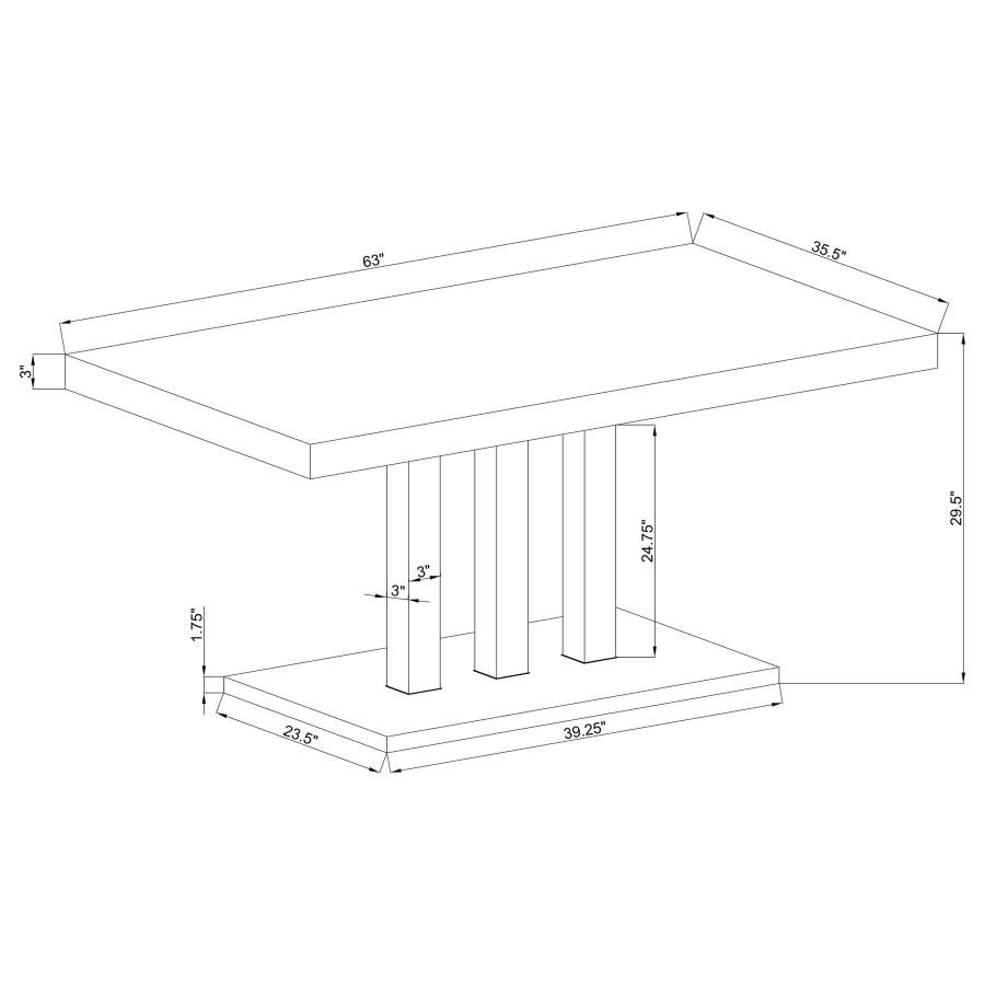 BROOKLYN RECTANGULAR 63-INCH DINING TABLE WHITE HIGH GLOSS - Image 7