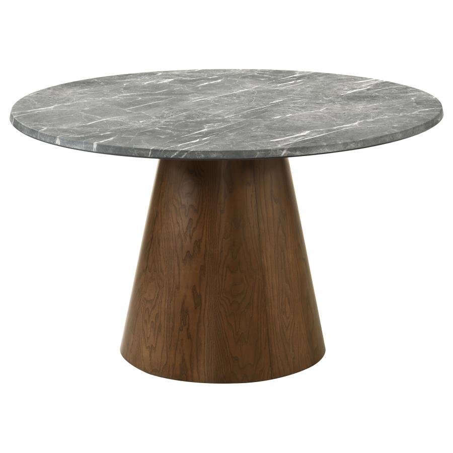 FRANKLIN 50-INCH ROUND DINING TABLE GREY AND DARK OAK