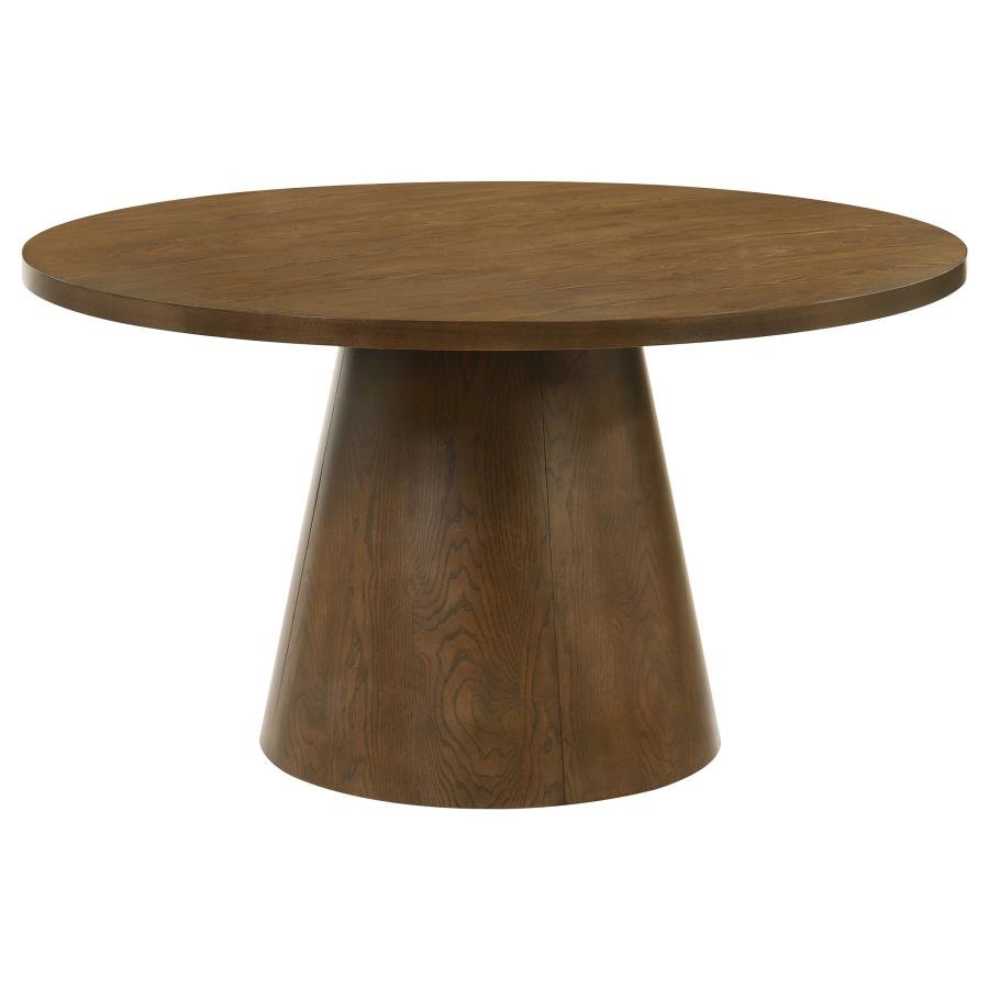 FRANKLIN 54-INCH ROUND WOOD PEDESTAL BASE DINING TABLE DARK BROWN