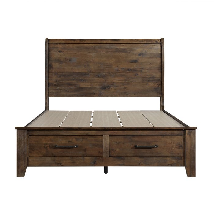 1957-1* Queen Sleigh Platform Bed with Footboard Storage - Image 2