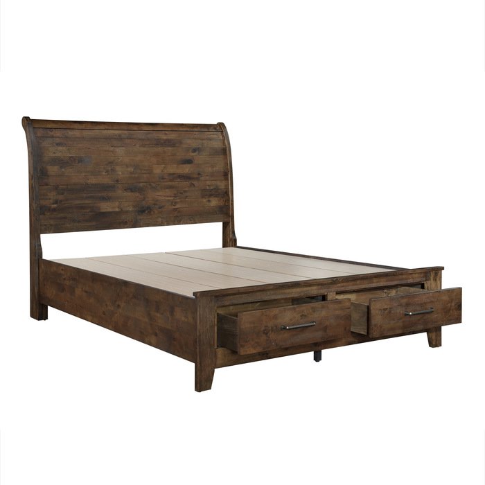 1957-1* Queen Sleigh Platform Bed with Footboard Storage - Image 4