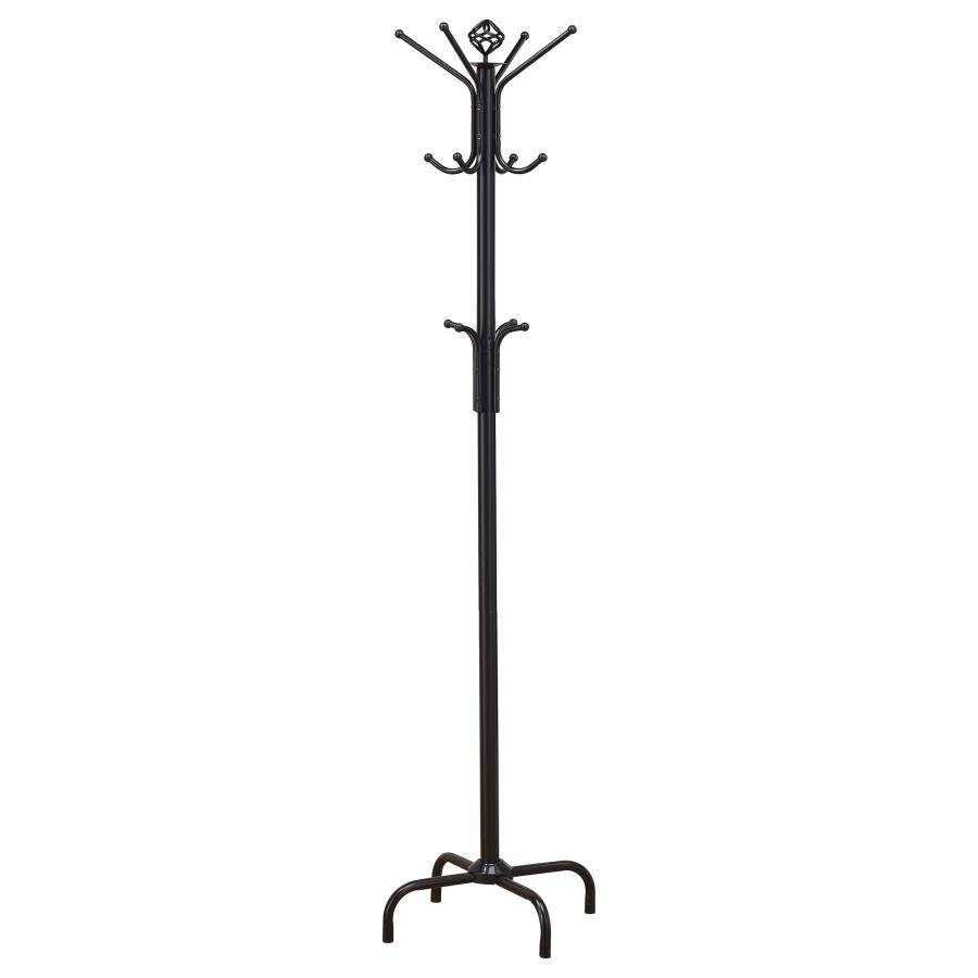 COLLIER 12 HOOK FREESTANDING COAT RACK HAT HANGER BLACK