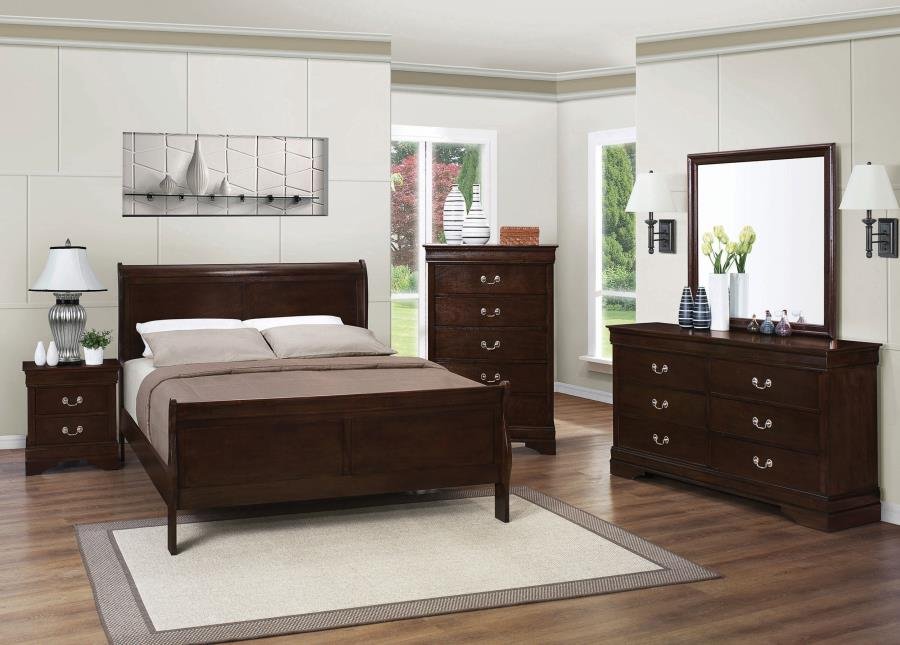 LOUIS PHILIPPE 5-PIECE QUEEN BEDROOM SET CAPPUCCINO
