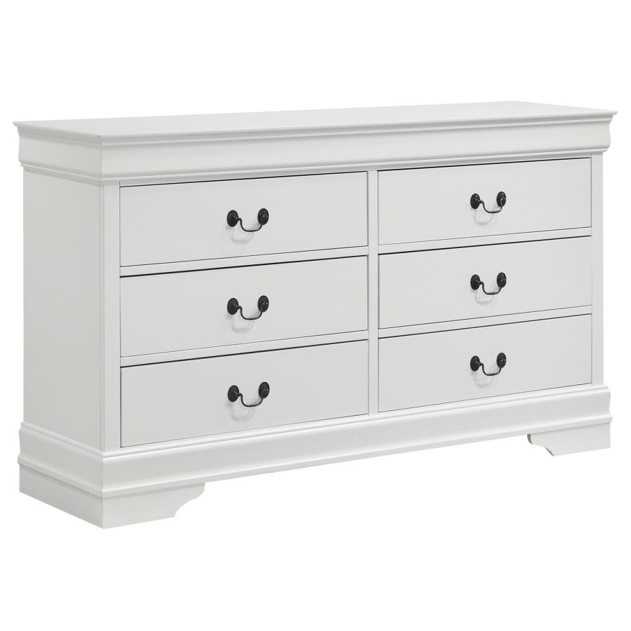 LOUIS PHILIPPE 6-DRAWER DRESSER WHITE
