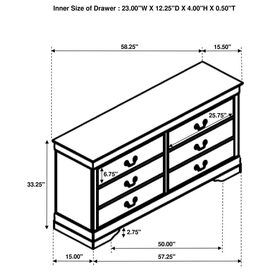 LOUIS PHILIPPE 6-DRAWER DRESSER WHITE - Image 13