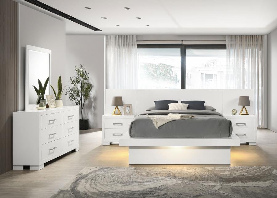 JESSICA 5-PIECE QUEEN LED BEDROOM SET SNOW WHITE
